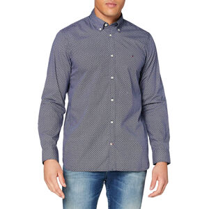 Tommy Hilfiger pánská tmavě modrá tečkovaná košile - XL (0GZ)